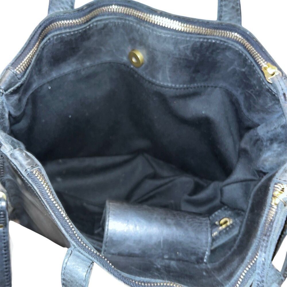 Raven + Lily Ethiopian Leather Crossbody Purse Tote Bag Black Artisan Made EUC - Picture 8 of 16